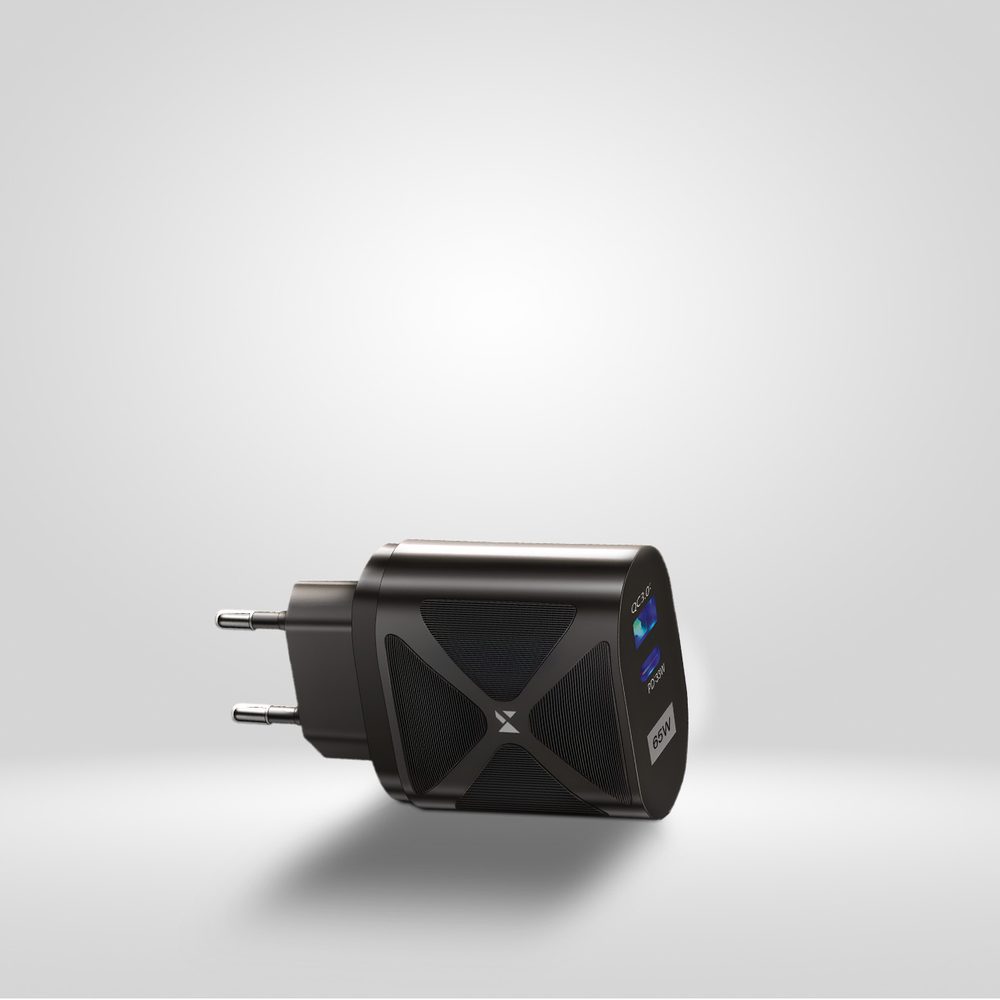Wozinsky Adaptér 65W GaN S USB A USB-C Porty, Podpora Rychlého Nabíjení, černá (WWCGM1)