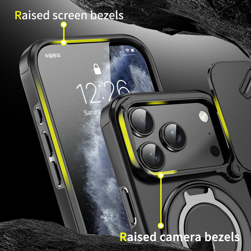 Camslide Stand obal, iPhone 17 Pro, čierny