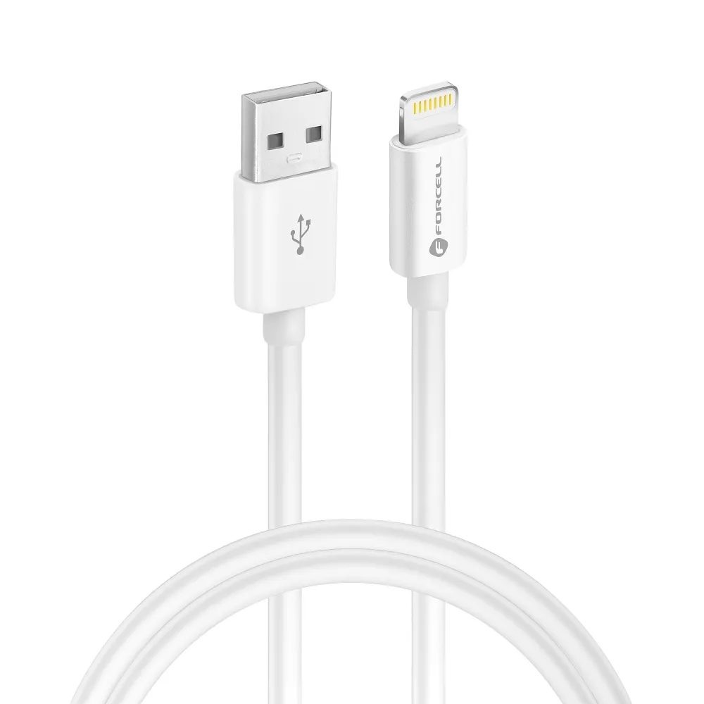 Forcell Kábel USB A - Lightning, MFi, 2,4 A / 5V, 12W, C703, 1 M, Biely