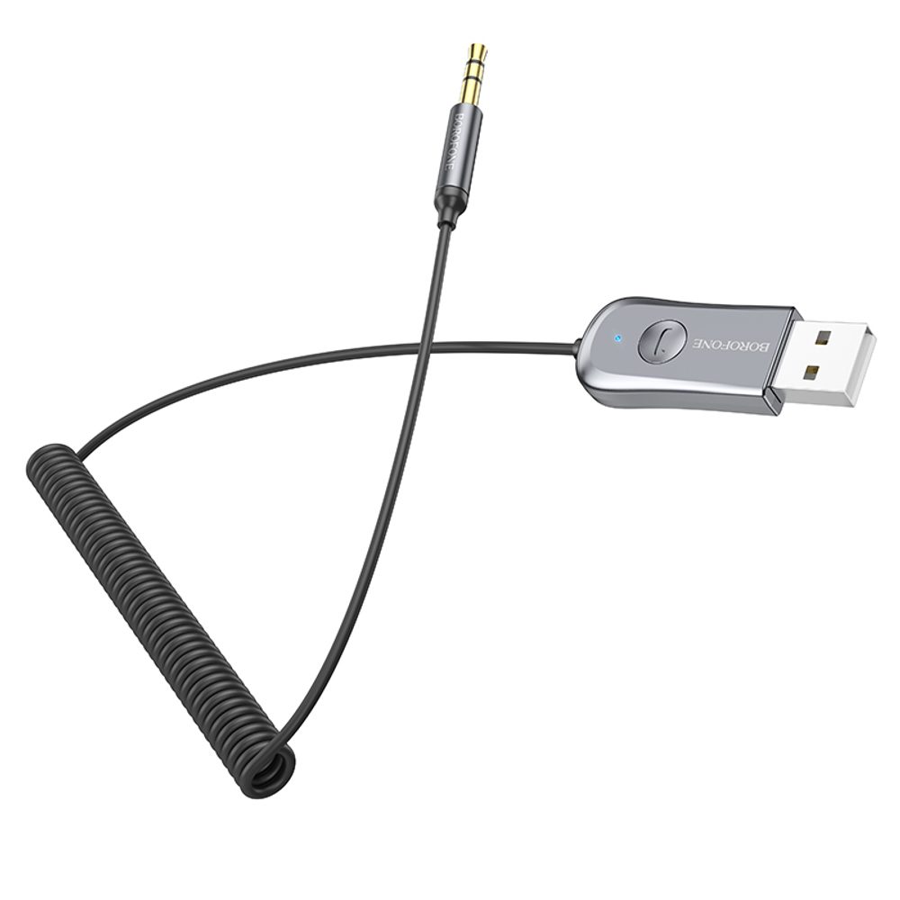 Borofone BC44 Bluetooth Audio Adaptér - USB Na 3,5 Mm Jack, Sivý