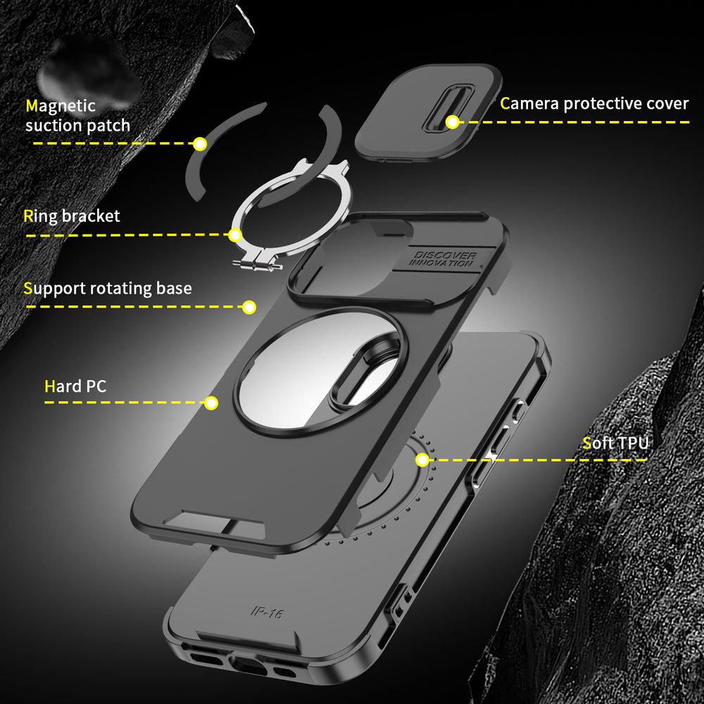 Camslide Stand obal, iPhone 16 Plus, modrý