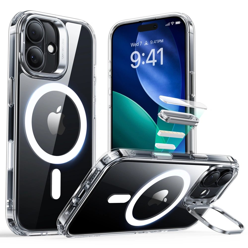 ESR Classic Hybrid Kickstand MagSafe, iPhone 17, průhledný