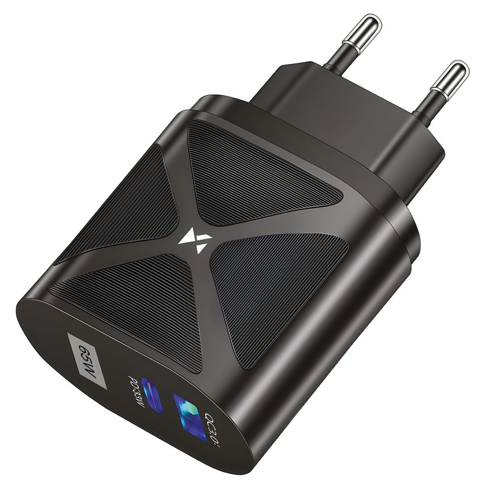 Wozinsky Adapter 65W GaN S USB I USB-C Priključcima, Podrška Za Brzo Punjenje, Crni (WWCGM1)