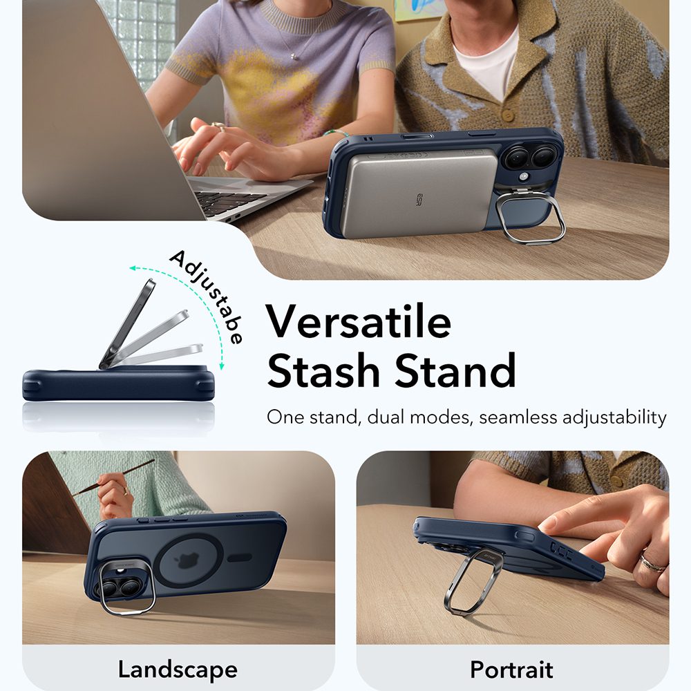 Kryt ESR Classic Hybrid HaloLock Kickstand, iPhone 17, matná modrá