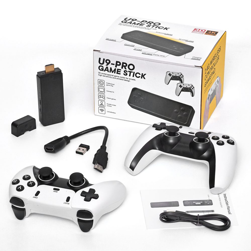 U9 Pro Retro konzole se dvěma bezdrátovými ovladači, HDMI, Game Stick, 4K