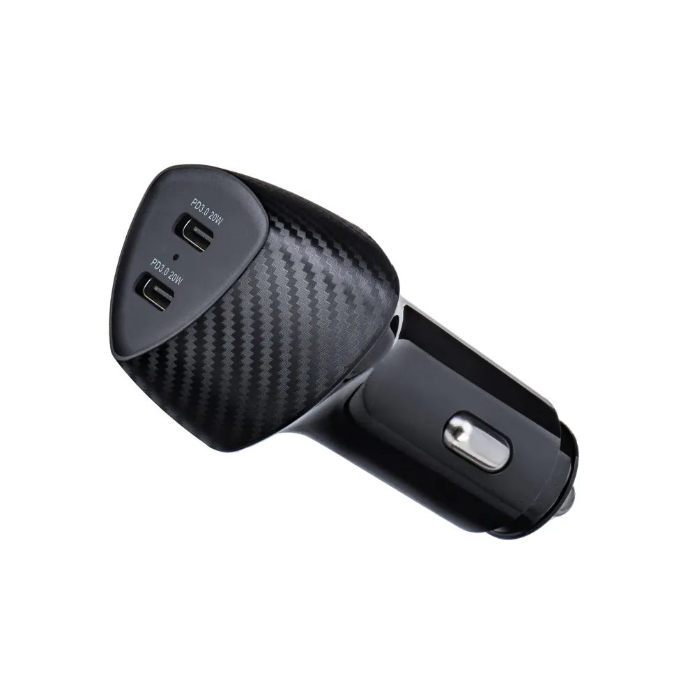 Forcell Carbon Car Adapter, 2x USB-C 3.0 PD20W, CC50-2C, črn