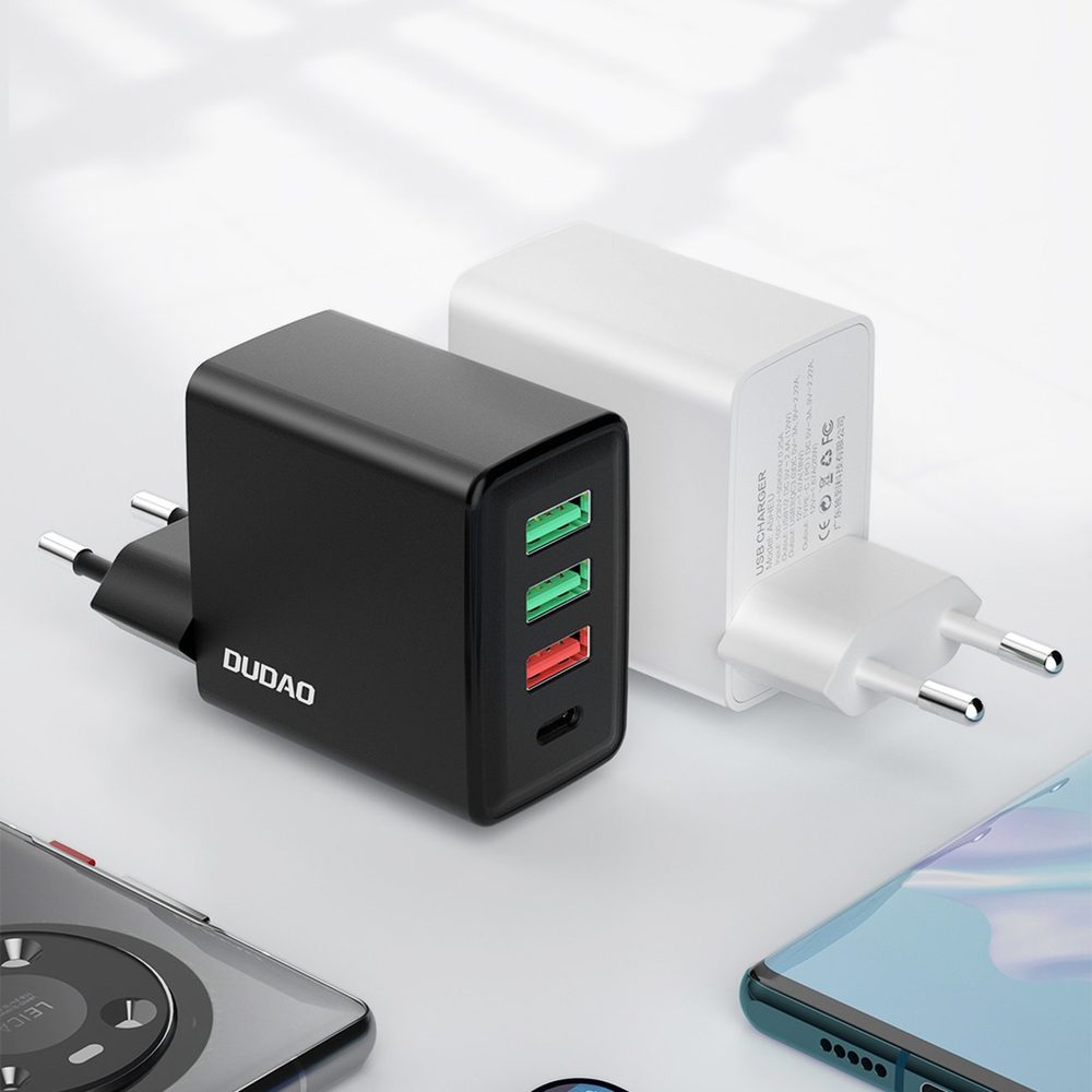 Dudao Gyorstöltő 3x USB / 1x USB-C, 20W, PD, QC 3.0, Fehér (A5H)