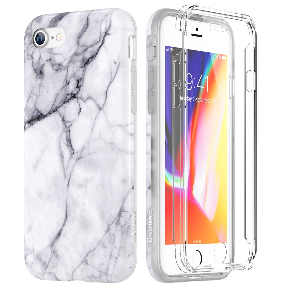 Suritch 360 Marble obal iPhone 7 / 8 / SE 2020 / 2022, bílo-černý
