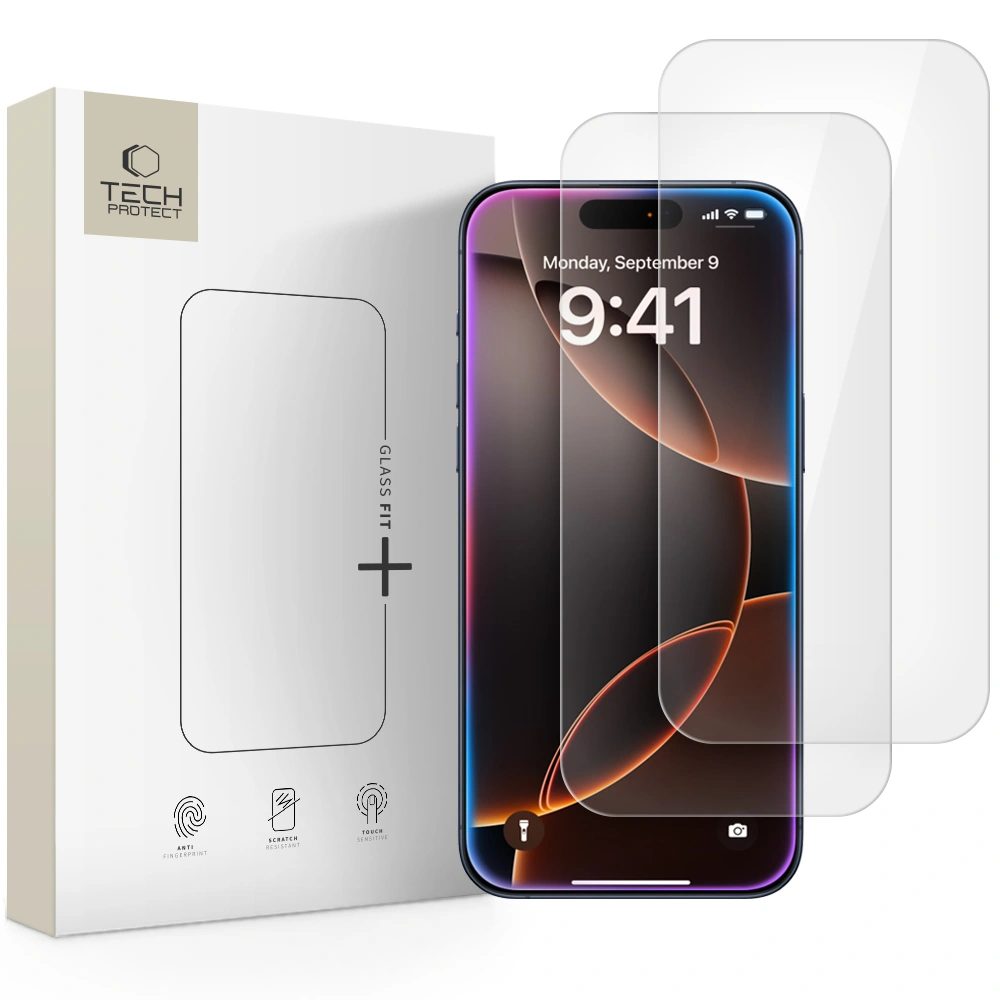 Levně Tech-Protect Tvrzené sklo Fit+ iPhone 16 Pro Max / 17 Pro Max, průhledné, 2 kusy