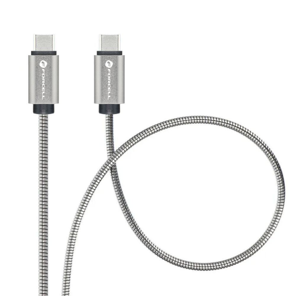 Forcell F-Energy kábel USB-C - USB-C, QC4.0, PD, 3A, 66W, 2 m, strieborný