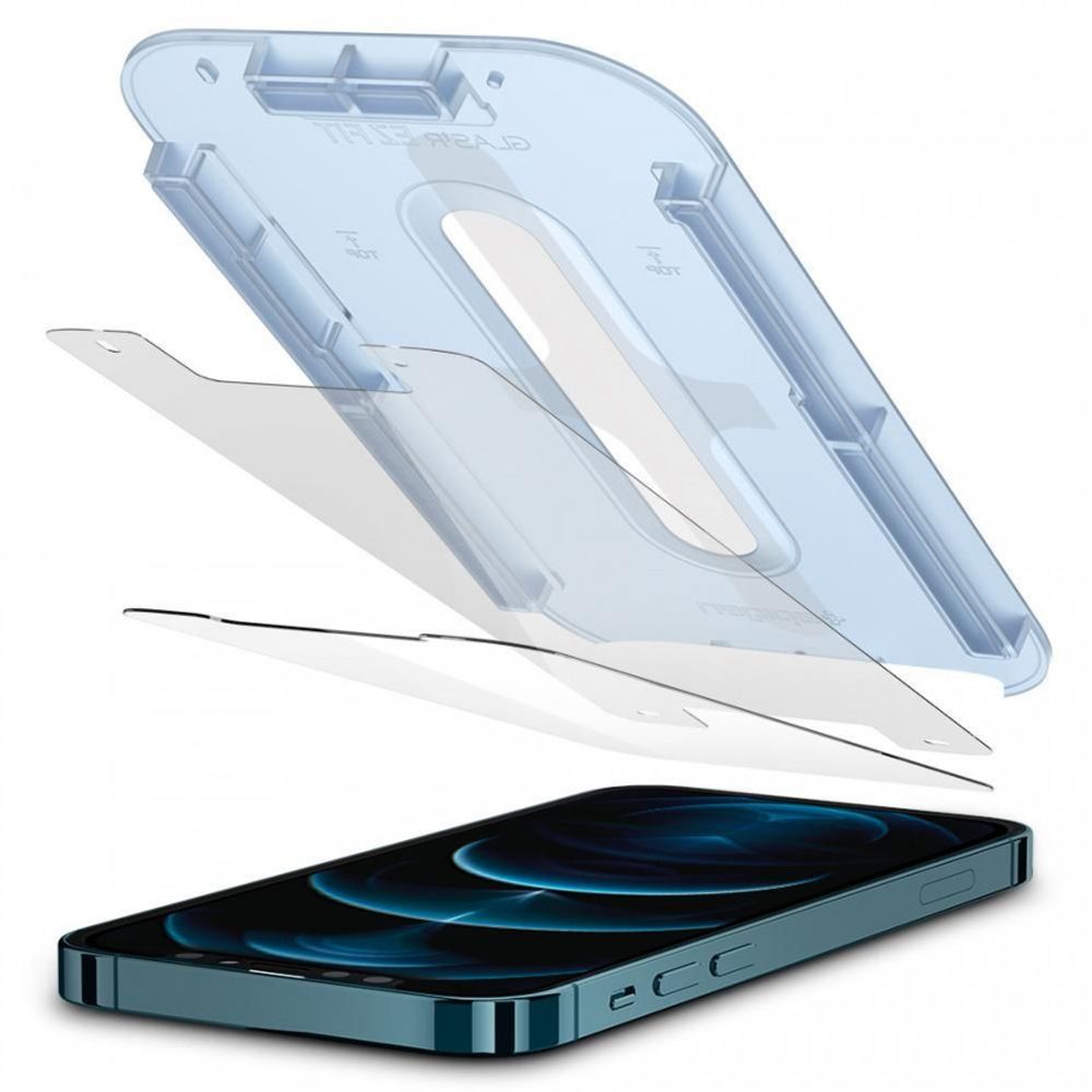 Spigen Glass.TR EZFit Z Aplikatorjem, 2 Kosa, Zaščitno Kaljeno Steklo, IPhone 12 / 12 Pro