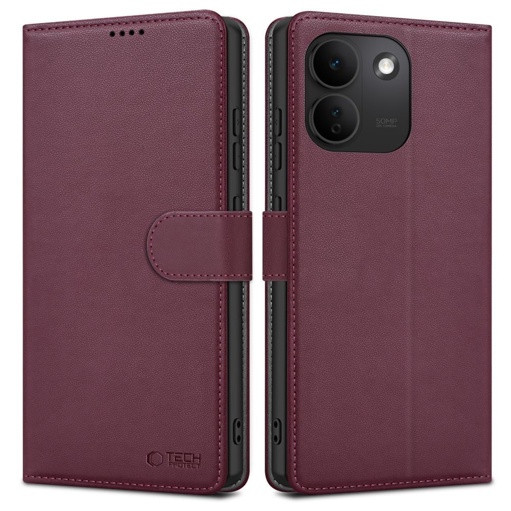 Husa Portofel Tech-Protect Wallet, Xiaomi Redmi Note 17 Pro Max 5G, vișinie