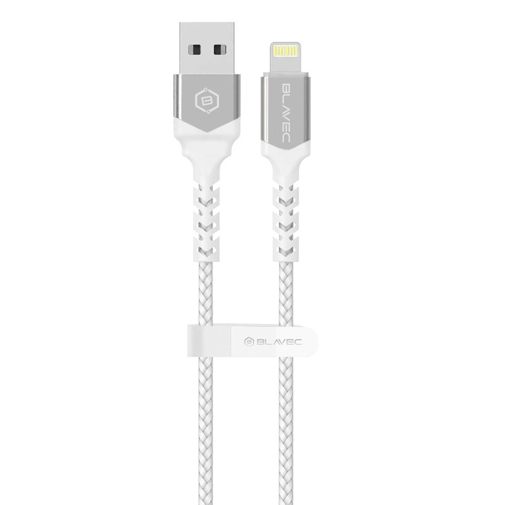 Blavec kábel USB - Lightning, 1,5 A, 2 m, bielo-strieborný
