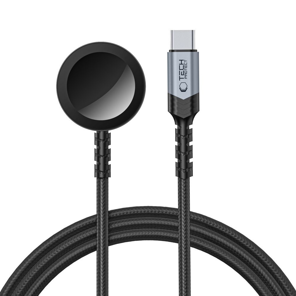 Tech-Protect UltraBoost MC01 mágneses töltőkábel Apple Watch-hoz - USB-C, 1,2 m, fekete