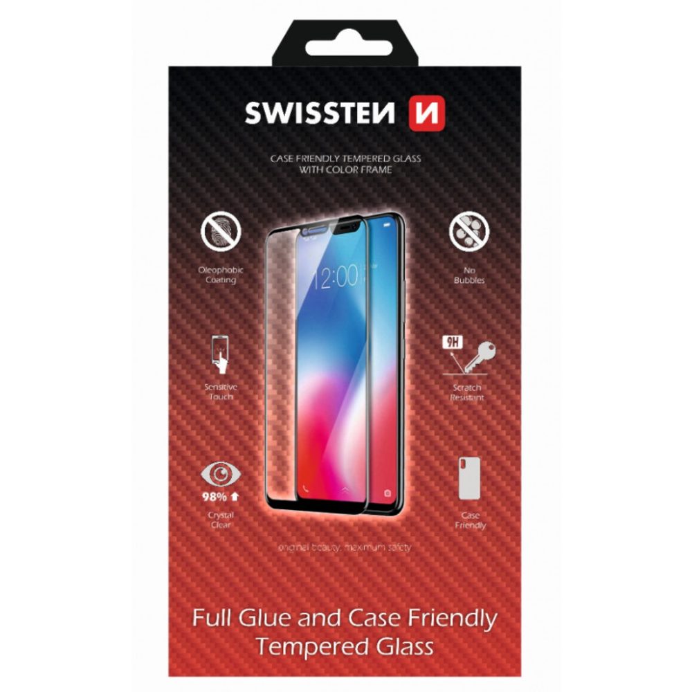 Swissten Full Glue, Color Frame, Case Friendly, Ochranné Tvrdené Sklo, Xiaomi Redmi Note 8T, čierne