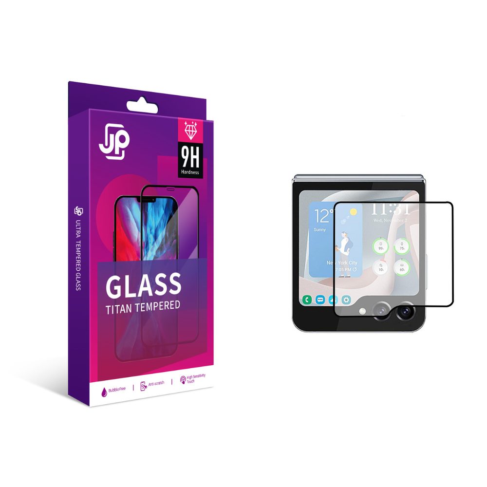 Levně JP Titan extra odolné tvrzené sklo, Samsung Galaxy Z Flip 7, černé