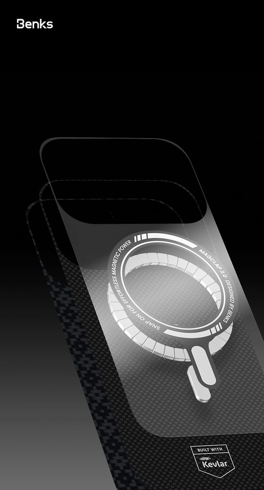 Benks Magnetic Armor Air Armor Grid Kevlar obal Metal Frame, iPhone 17 Pro, čierny