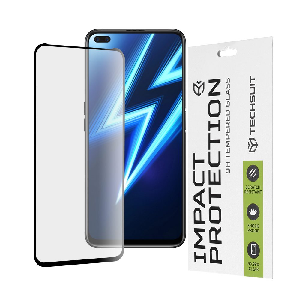 Techsuit 111D Zaštitno Kaljeno Staklo, Realme 6 Pro / Realme X50 5G, Crni