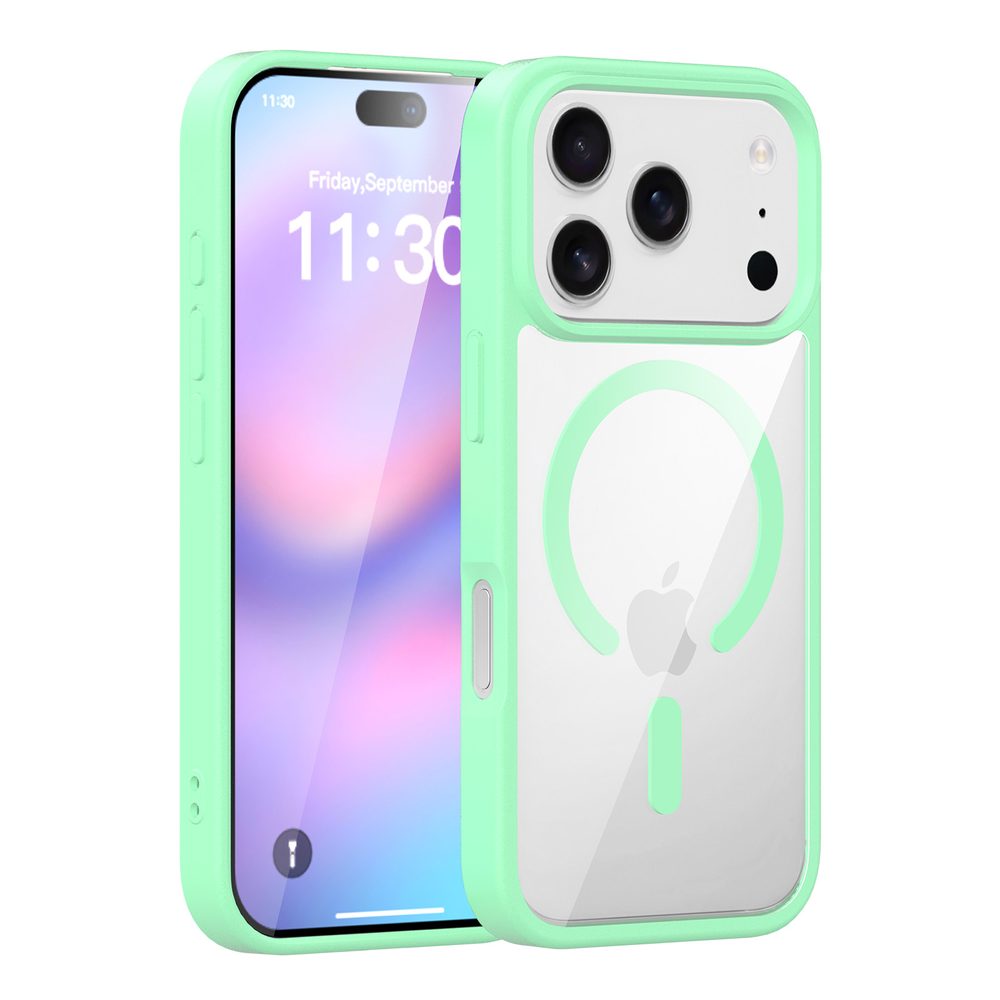 Levně JP MagFit Clear MagSafe obal s N52 magnetem, iPhone 17 Pro, zelený