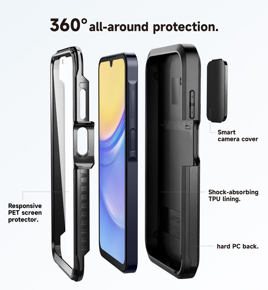 Suritch 360 Kickstand Zaštitna Maska Za Samsung Galaxy A15, Crna