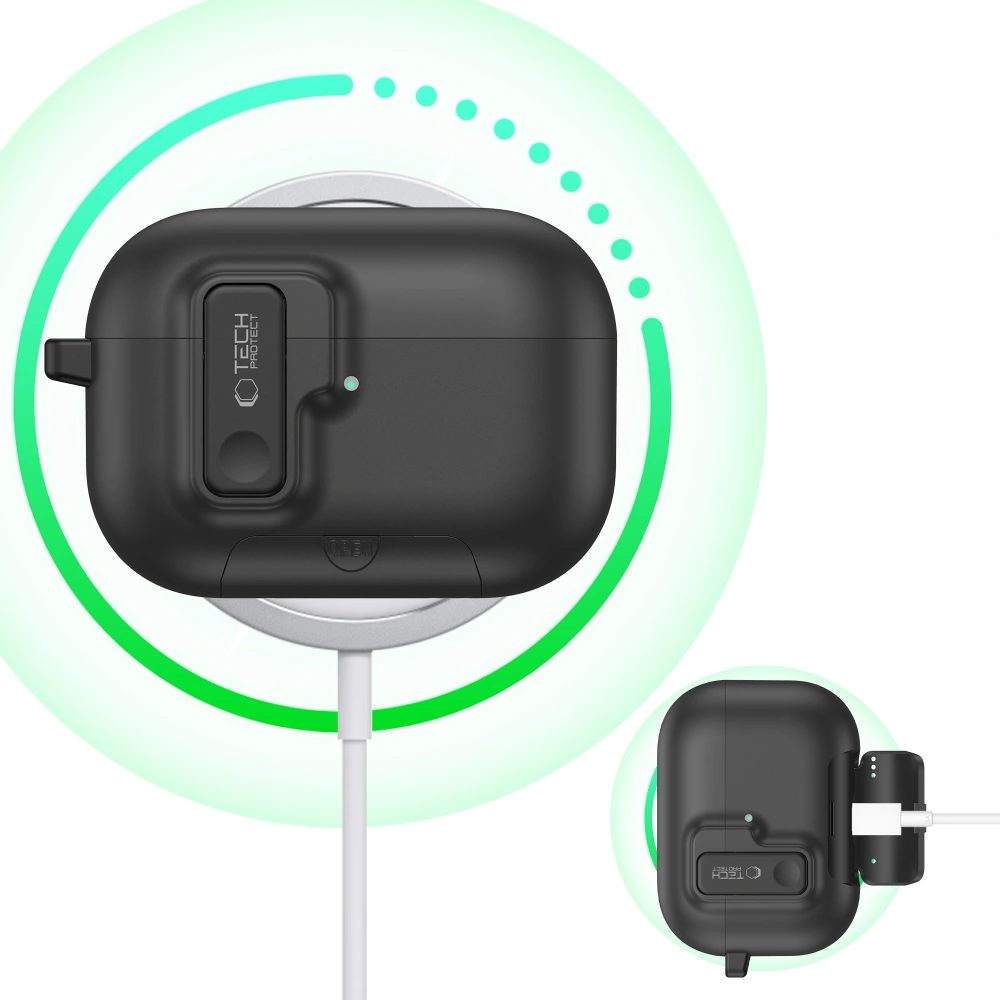 Tech-Protect Slim Hook puzdro, Apple AirPods Pro 3, čierne