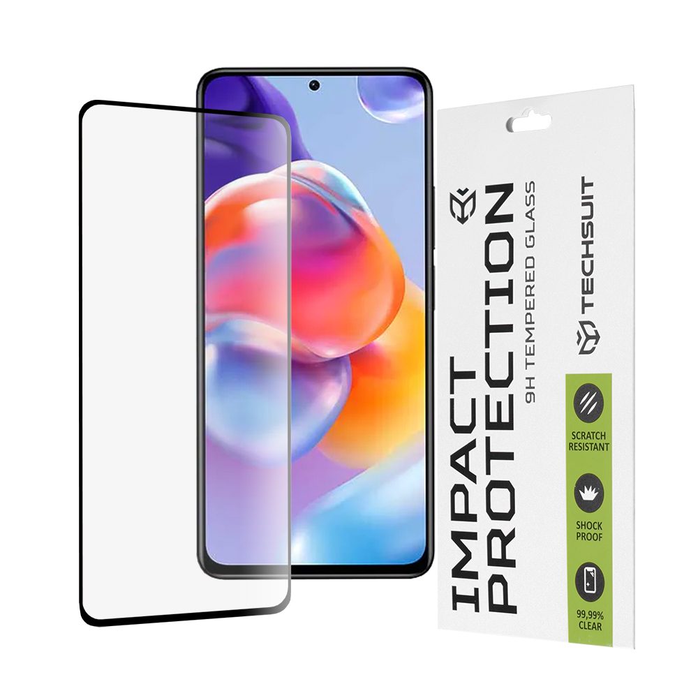 TechSuit 111D Zaščitno Kaljeno Steklo, Xiaomi Redmi Note 11 Pro 4G / 11 Pro 5G / 11 Pro+ 5G / Poco X4 Pro 5G, črn