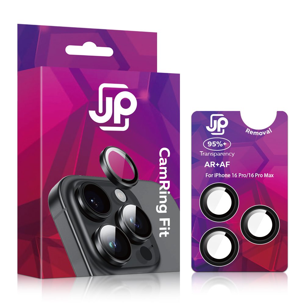 JP Camring Fit, kameralencse védő üveg, iPhone 16 Pro / 16 Pro Max, fekete