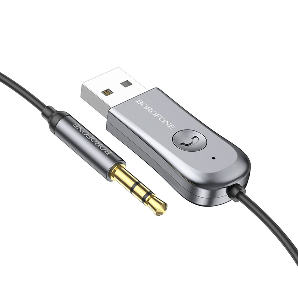Borofone BC44 Bluetooth Avdio Adapter - USB Na 3,5-milimetrski Priključek, Siv