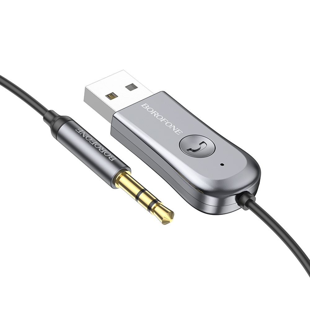 Borofone BC44 Bluetooth Audio Adaptér - USB Na 3,5 Mm Jack, Sivý