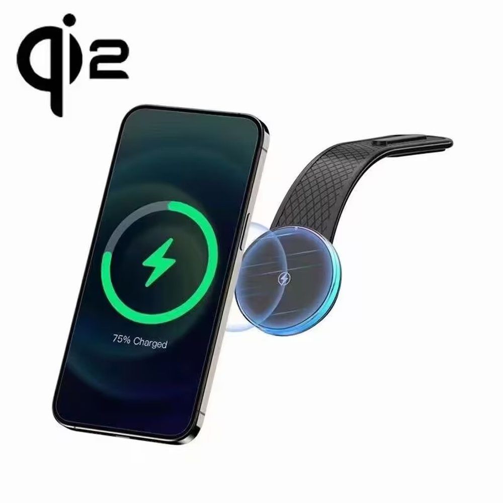MagSafe Qi2 tartó vezeték nélküli töltéssel az autó műszerfalára, 15W, fekete