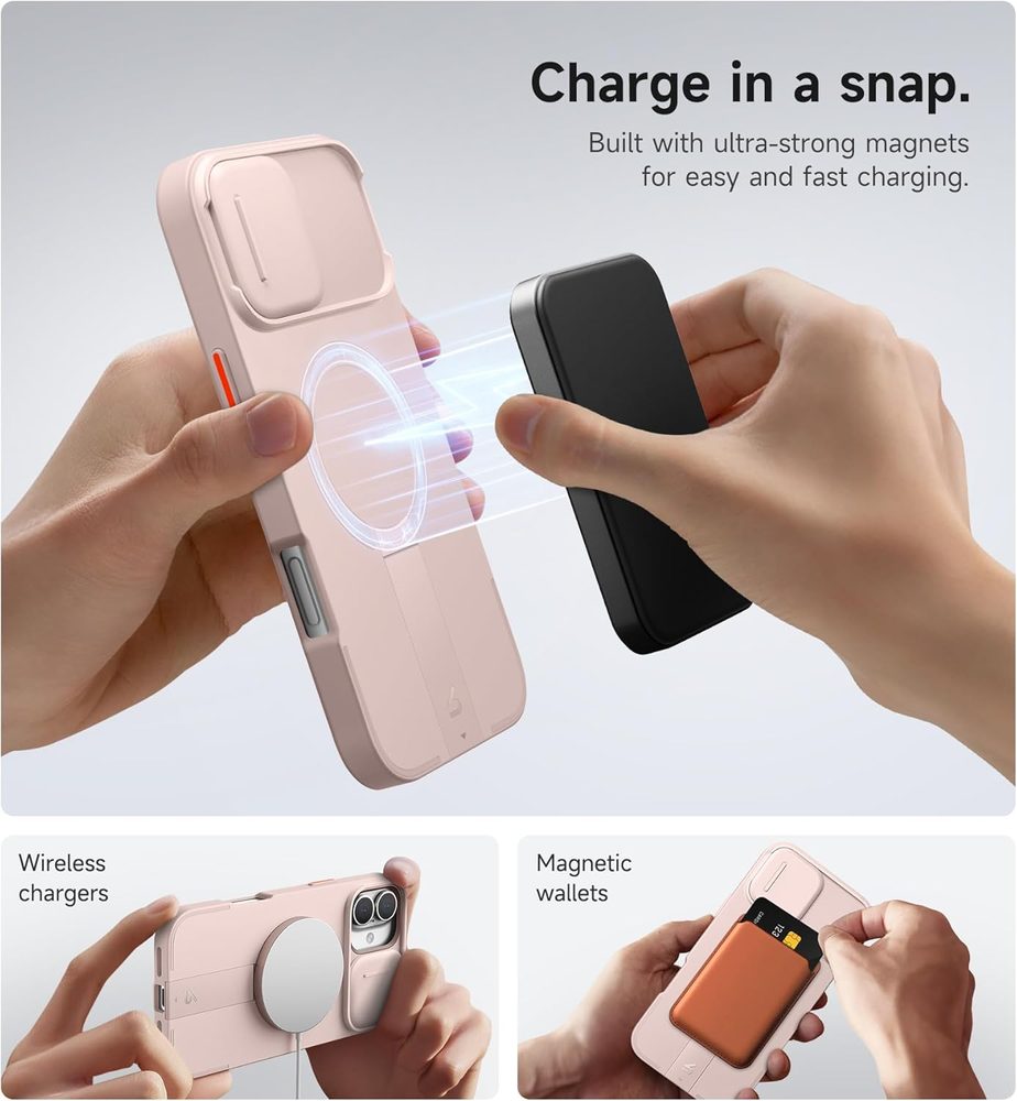 Suritch MagSafe Kickstand Camprotector obal iPhone 16 Plus, ružový