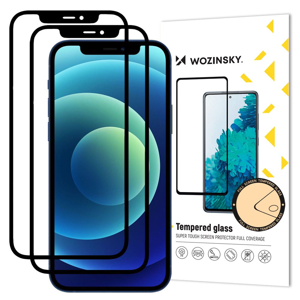 Wozinsky 2x 5D Folie De Sticlă Securizată, IPhone 12 / 12 Pro, Negru