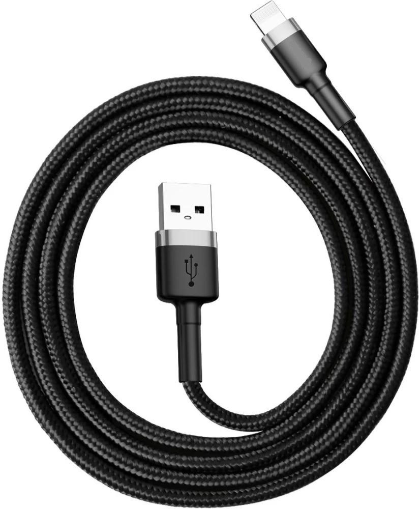 JP nejlon USB Lightning kábel, 2 méter, fekete