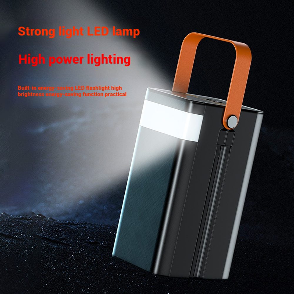 Powerbanka 120 000 mAh, 22,5W PD, 4 USB + 2 káble, LED svetlá, čierna