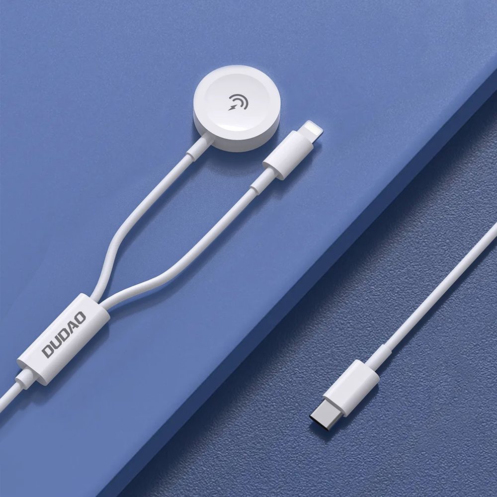 Dudao A12Max 2v1 kábel pre iWatch + Lightning - USB-C, 20W PD, 1,2 m, biely