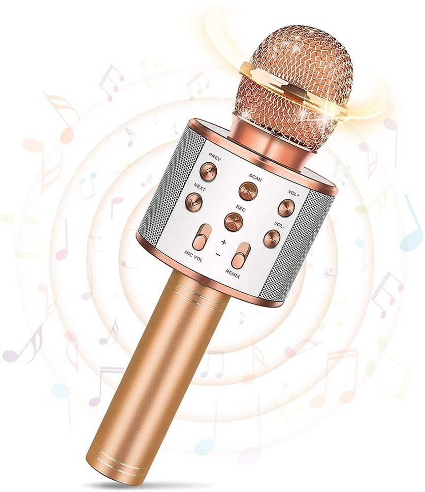 Brezžični Karaoke Mikrofon S Krmilnikom Predvajanja, Roza