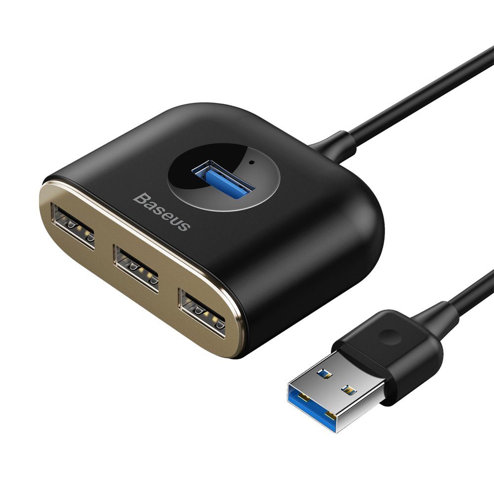 Adaptor USB Baseus Square 4 în 1, Negru, 1 M (CAHUB-AY01)