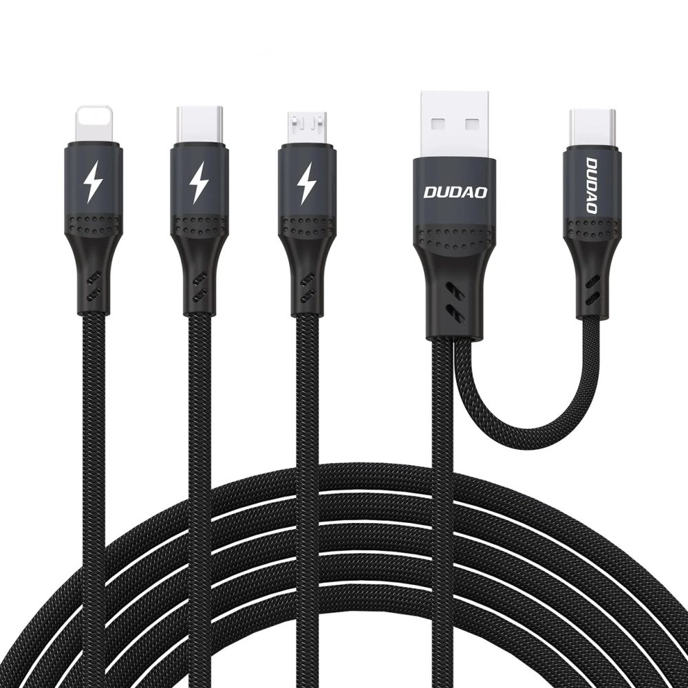 Dudao L3W kábel USB-A / USB-C - Lightning / USB-C / Micro USB, 66W, čierny