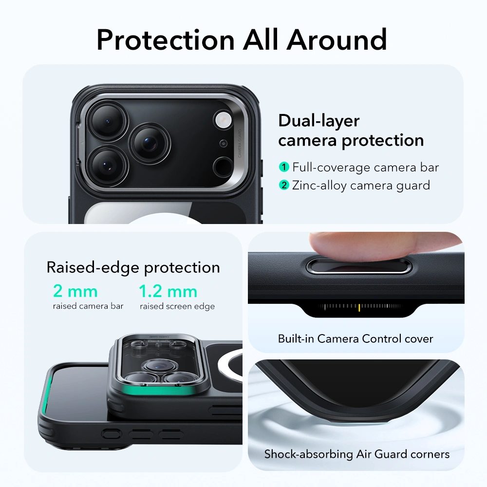 ESR Classic Hybrid Kickstand MagSafe, iPhone 17 Pro Max, čierne