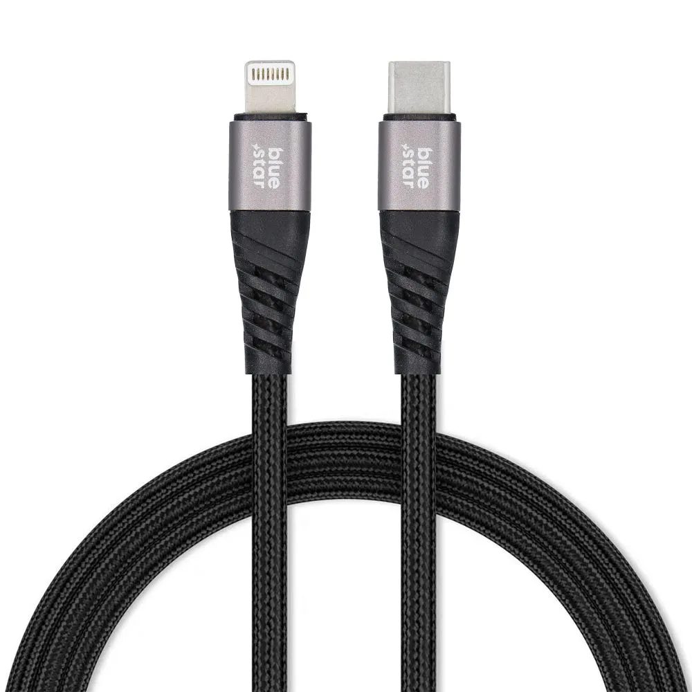 BlueStar USB-C és Lightning kábel 1,2 m, fekete