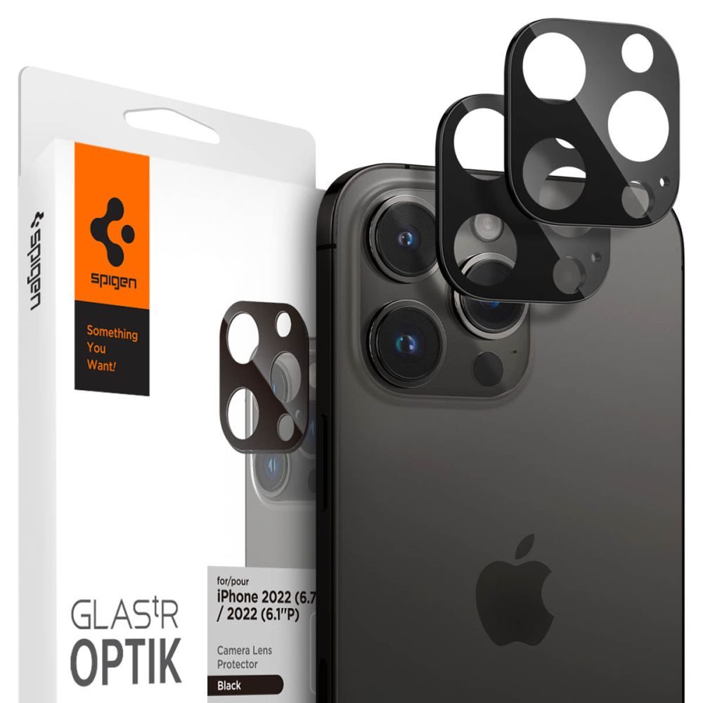 Spigen Optik.TR Kameravédő, 2 Darab, IPhone 14 Pro / 14 Pro Max / 15 Pro / 15 Pro Max, Fekete