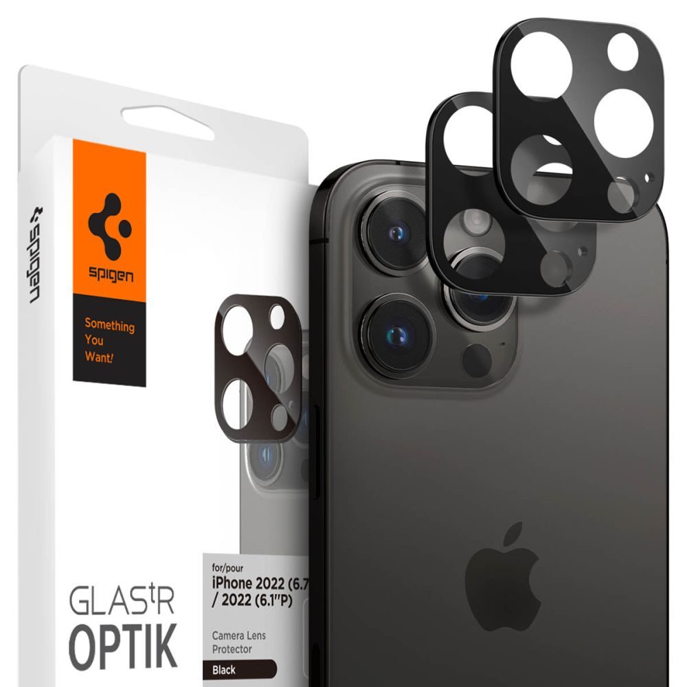 Spigen Optik.TR Ochrana Fotoaparátu, 2 Kusy, IPhone 14 Pro / 14 Pro Max / 15 Pro / 15 Pro Max, černá