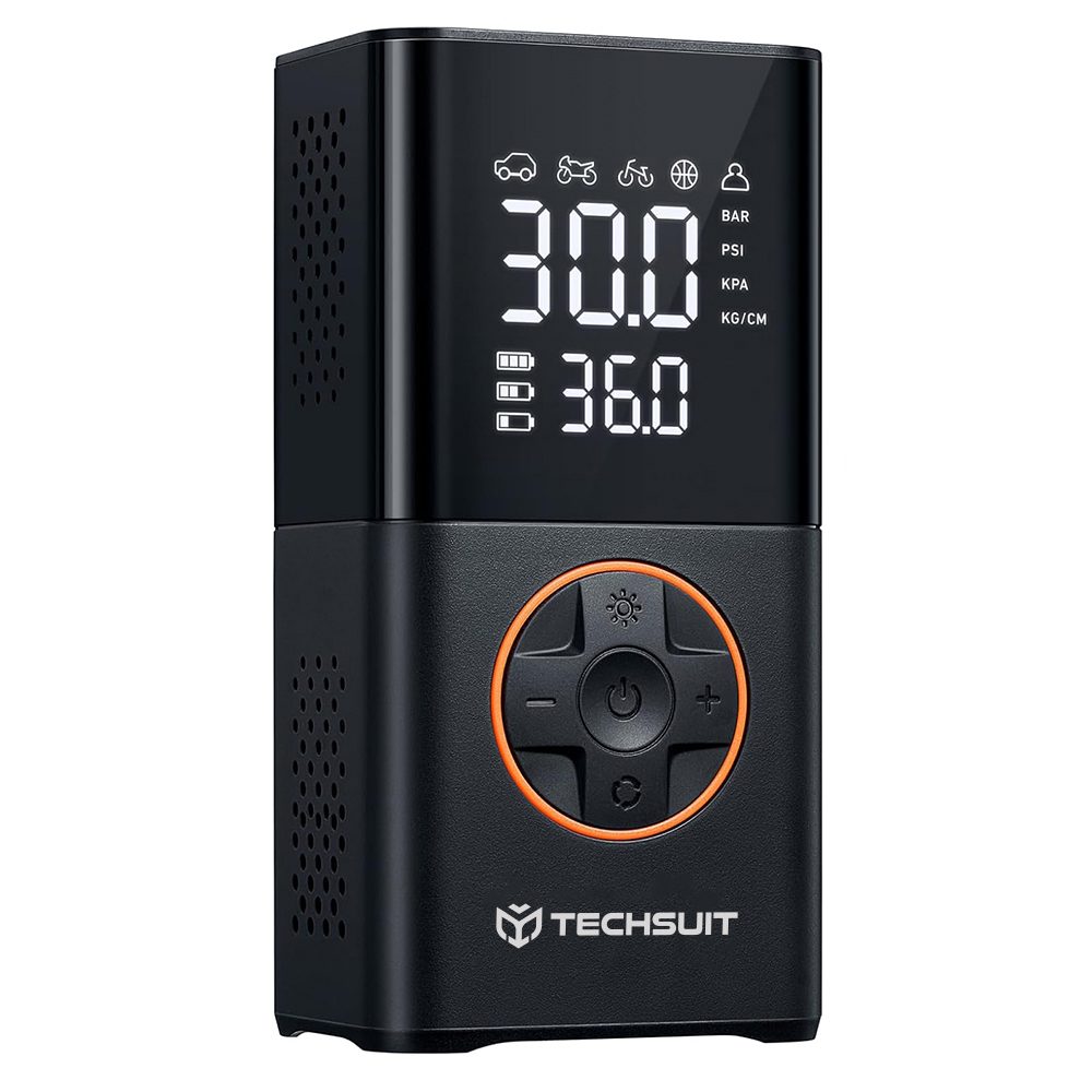 Techsuit (AI1) Compresor Wireless GoInflate cu lanternă, 4000 mAh, negru
