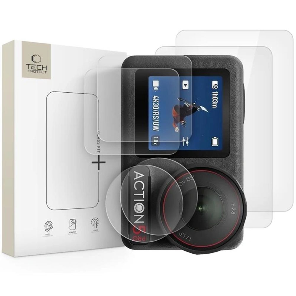 Tech-Protect Tvrzené sklo Glass Fit+, Set DJI Osmo Action 5 Pro, 2 kusy