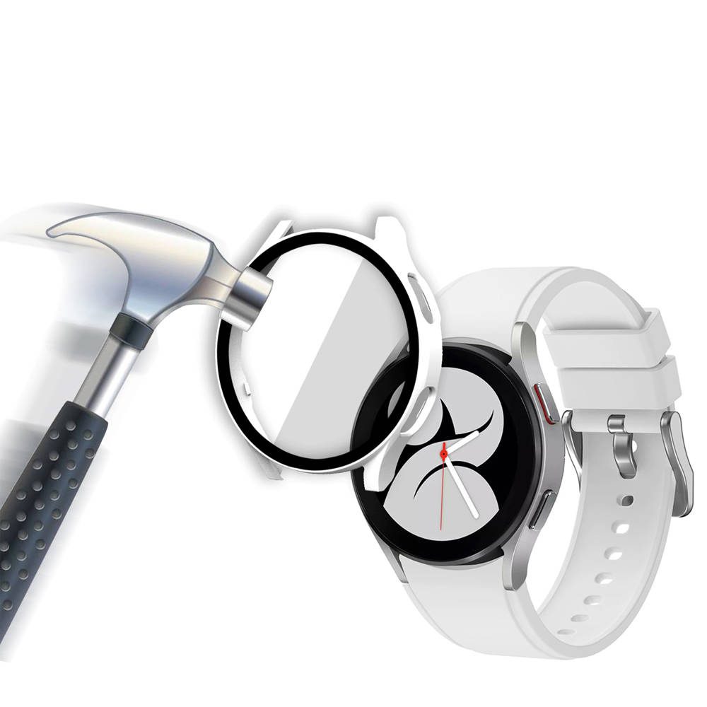 Husă 2 în 1 Cu Folie De Sticlă, Pentru Samsung Galaxy Watch Active 4, 44 Mm, Neagră