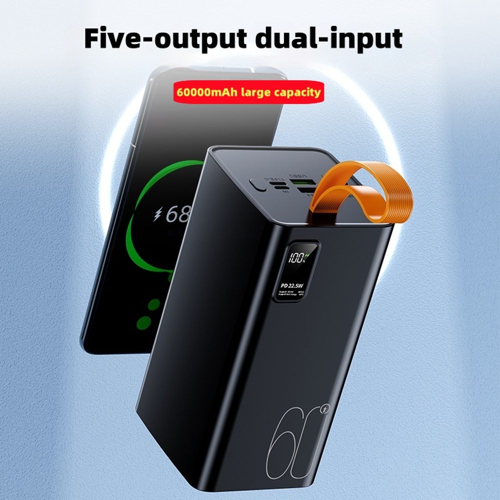 Powerbanka 60000mAh, PD 22,5W, QC3.0, černá