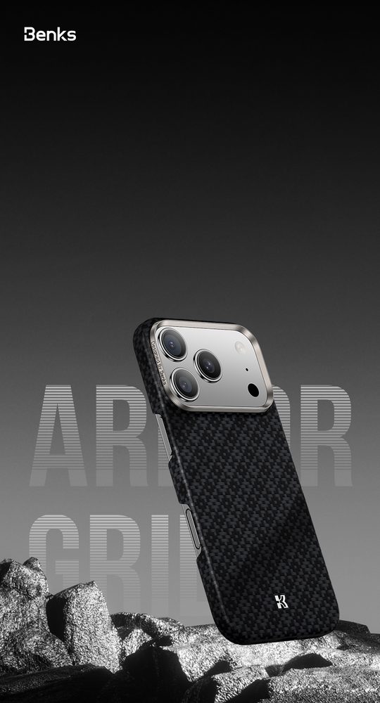 Benks Magnetic Armor Air Armor Grid Kevlar obal Metal Frame, iPhone 17 Pro, čierny