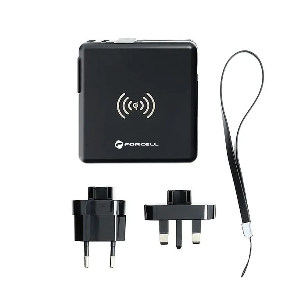 Forcell Multifunkční 20W PD Adaptér 5v1 S Kabelem Typu C / Lightning, 10000mAh PowerBankou A Bezdrátovým Nabíjením 15W