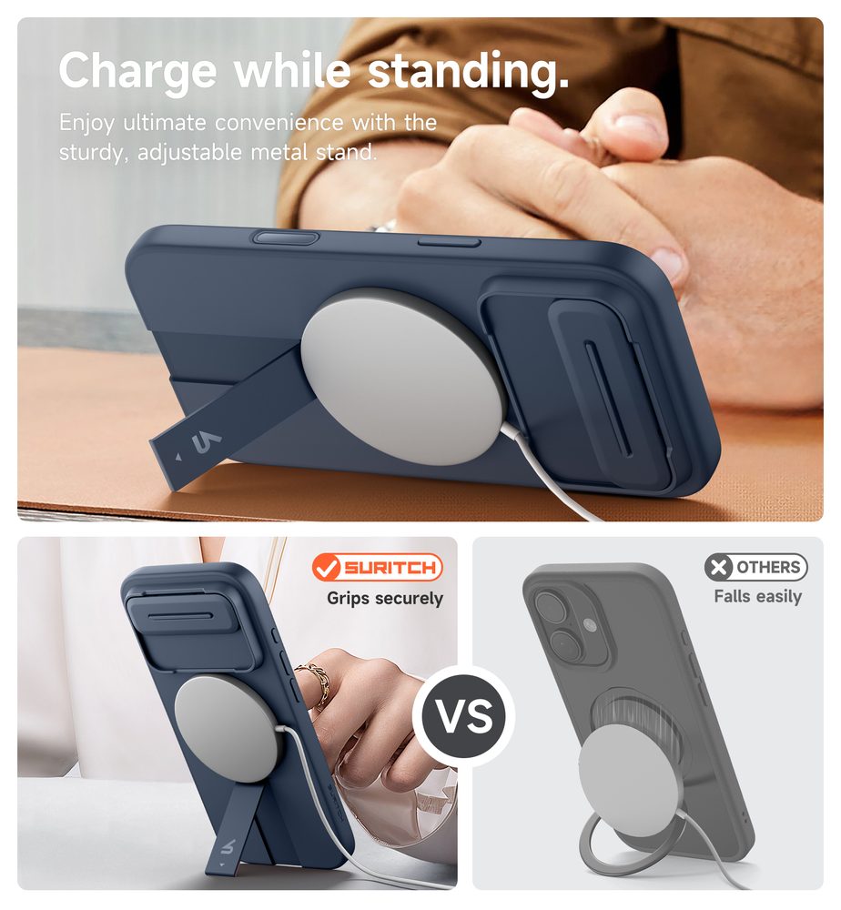 Suritch MagSafe Kickstand Camprotector obal iPhone Air, modrý