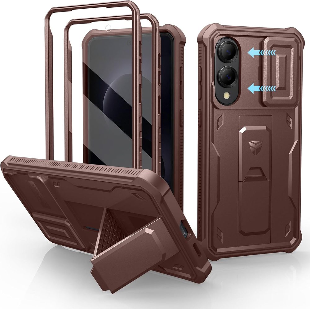 Dexnor 360 Kickstand Camprotector obal Samsung Galaxy S25 Edge, vínový